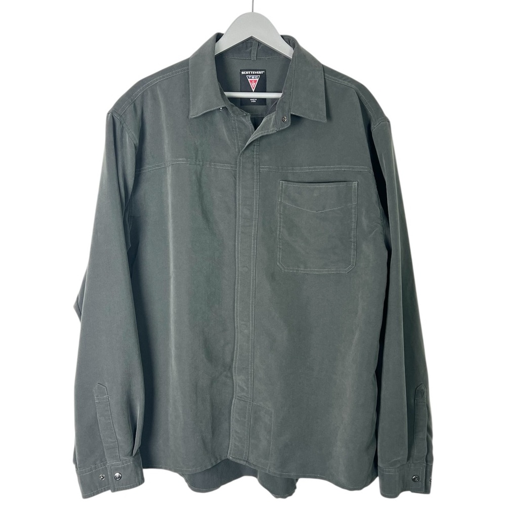 Scottevest Tec Snap Button‎ Front Long Sleeve Shirt Men’s Size XL Gray
